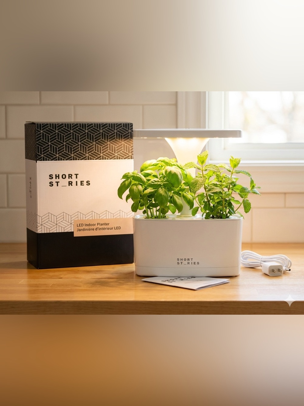 NEW IN BOX Short Stories LED Indoor Planter - White